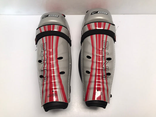Hockey Shin Pads Men's Size 15 inch Bauer Nike Grey Red Excellent