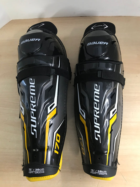 Hockey Shin Pads Men's Size 15 inch Bauer Supreme Calf Wrap Black Gold New Demo Model