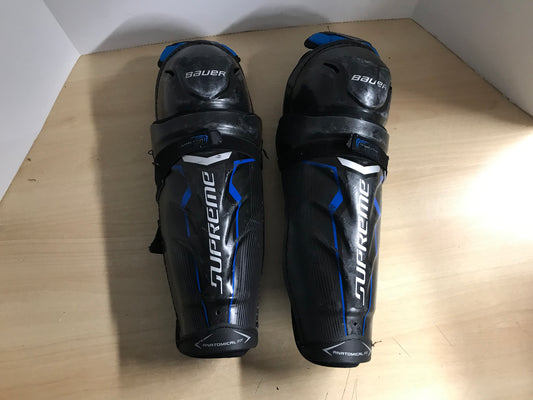 Hockey Shin Pads Men's Size 15 inch Bauer Supreme One.8 Black Blue Calf Wrap
