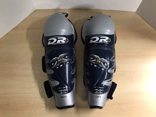 Hockey Shin Pads Men's Size 15 inch DR Calf Wrap Heavy Duty Grey Blue As New Outstanding Quality