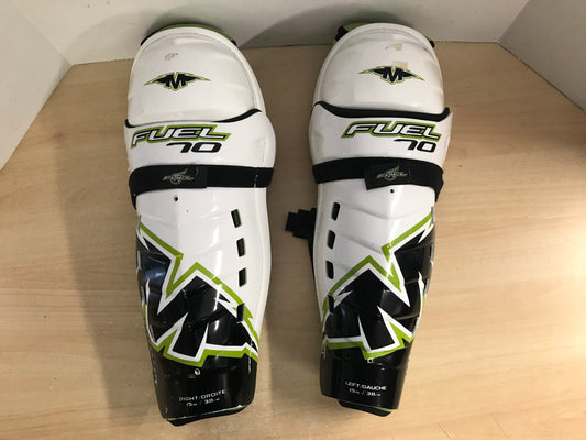 Hockey Shin Pads Men's Size 15 inch Mission Fuel Calf Wrap White Black Lime