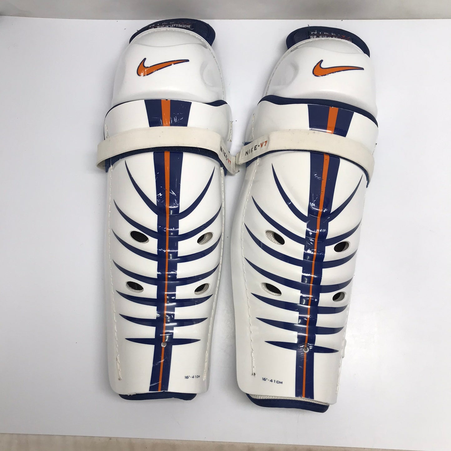 Hockey Shin Pads Men's Size 16 inch Nike White Blue Orange