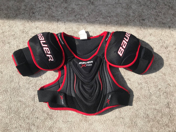 Hockey Shoulder Chest Pad Child Size Junior Large 10-12 Bauer Vapor X700 Black Red Excellent