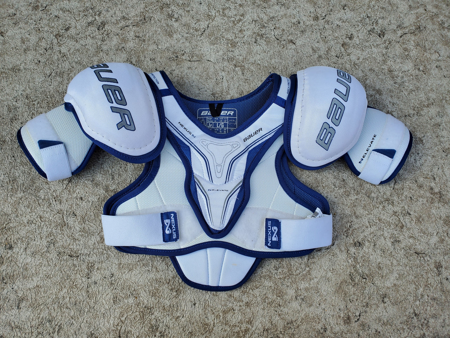 Hockey Shoulder Chest Pad Child Size Junior Large Bauer Nexus Blue White Excellent