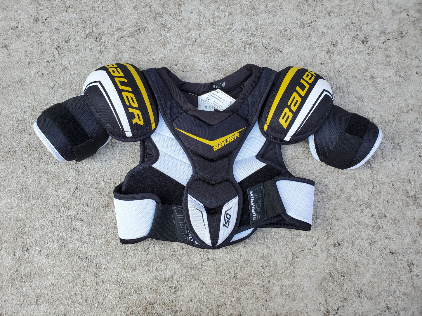 Hockey Shoulder Chest Pad Child Size Junior Medium Bauer Supreme Black White Yellow New Demo Model