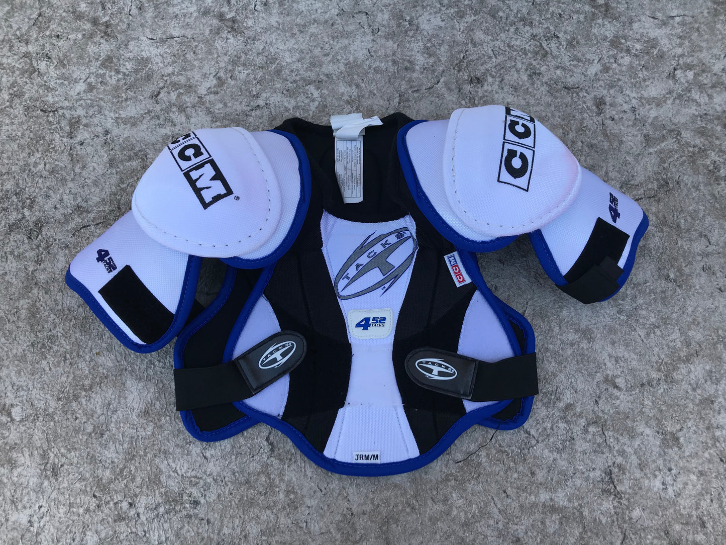 Hockey Shoulder Chest Pad Child Size Junior Medium CCM Tacks Black White Blue