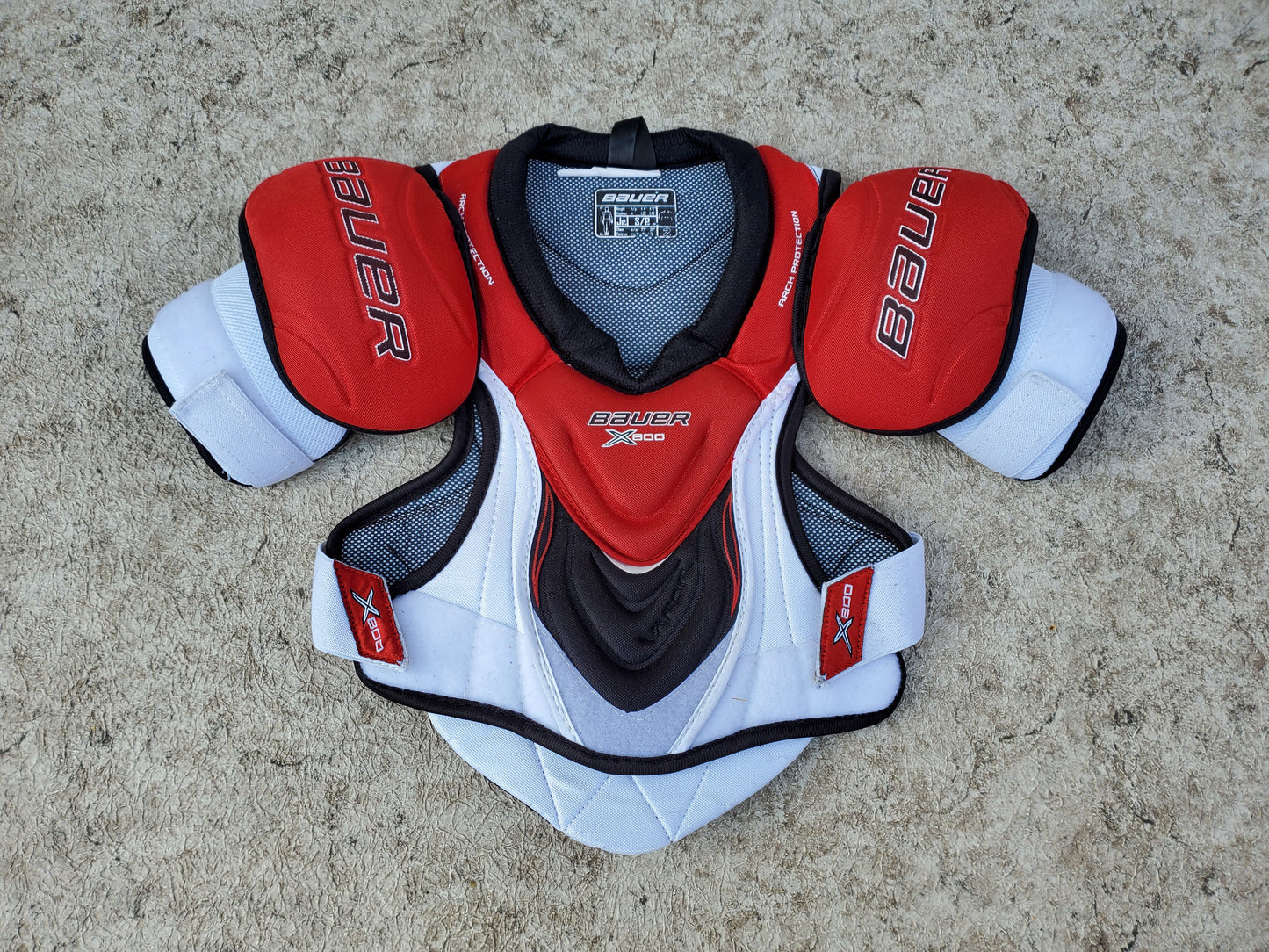 Hockey Shoulder Chest Pad Child Size Junior Small Bauer 800  White Black Red  Excellent