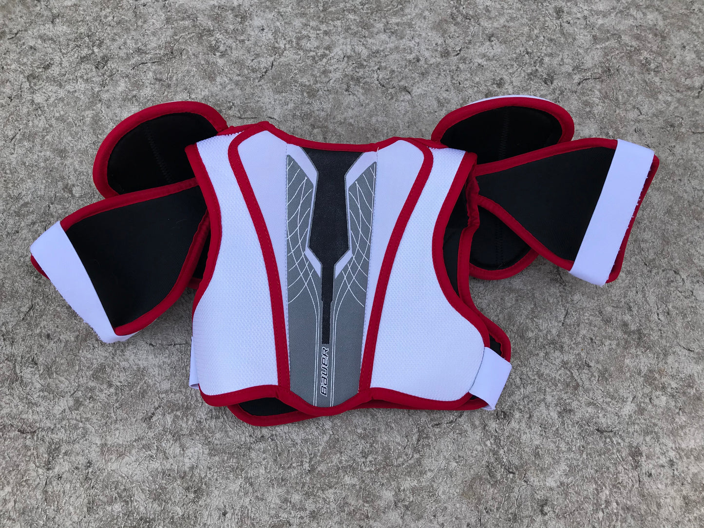 Hockey Shoulder Chest Pad Child Size Junior Small Bauer Canada White Red