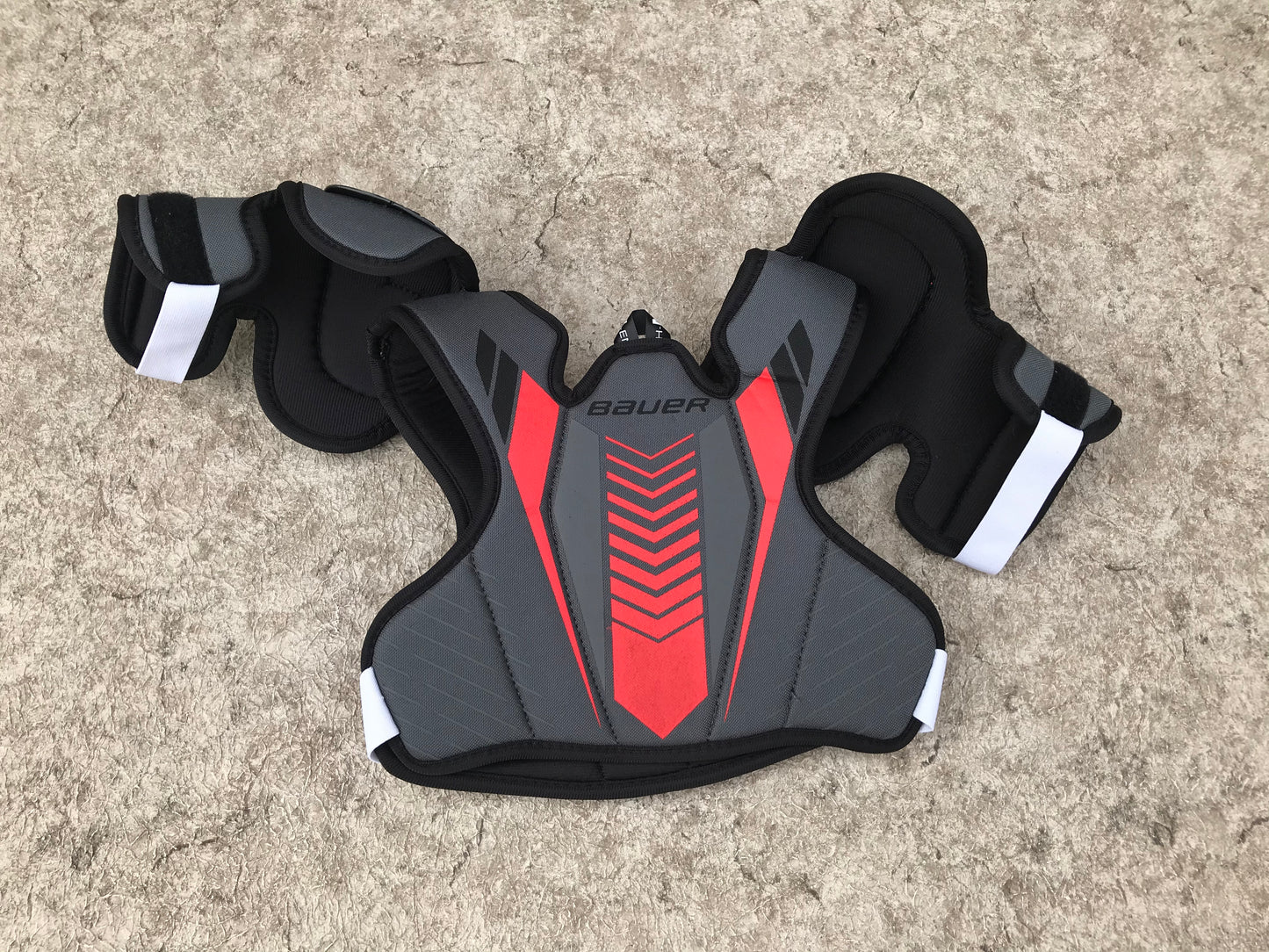 Hockey Shoulder Chest Pad Child Size Y Medium Age 4-6 Bauer Lil Sport Grey Red Black New Demo Model
