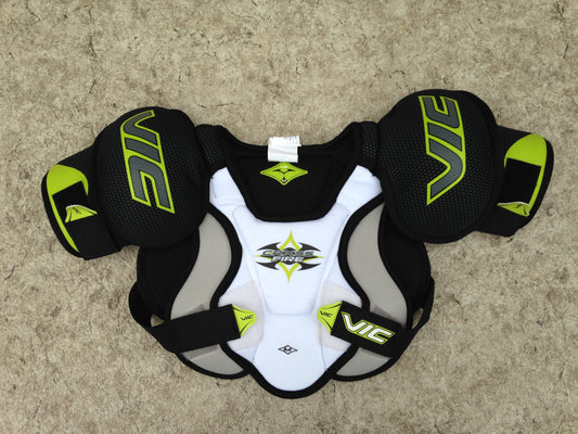 Hockey Shoulder Chest Pad Child Size Youth Medium 4-6 Vic Cross Fire Black White Lime