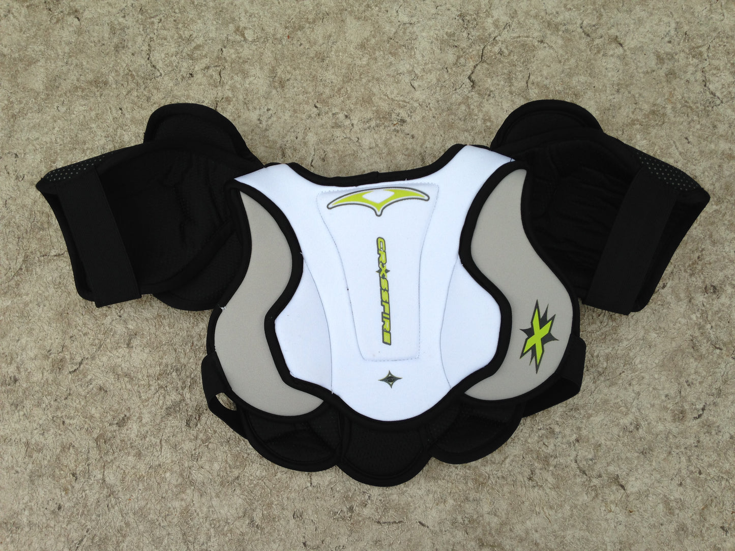 Hockey Shoulder Chest Pad Child Size Youth Medium 4-6 Vic Cross Fire Black White Lime
