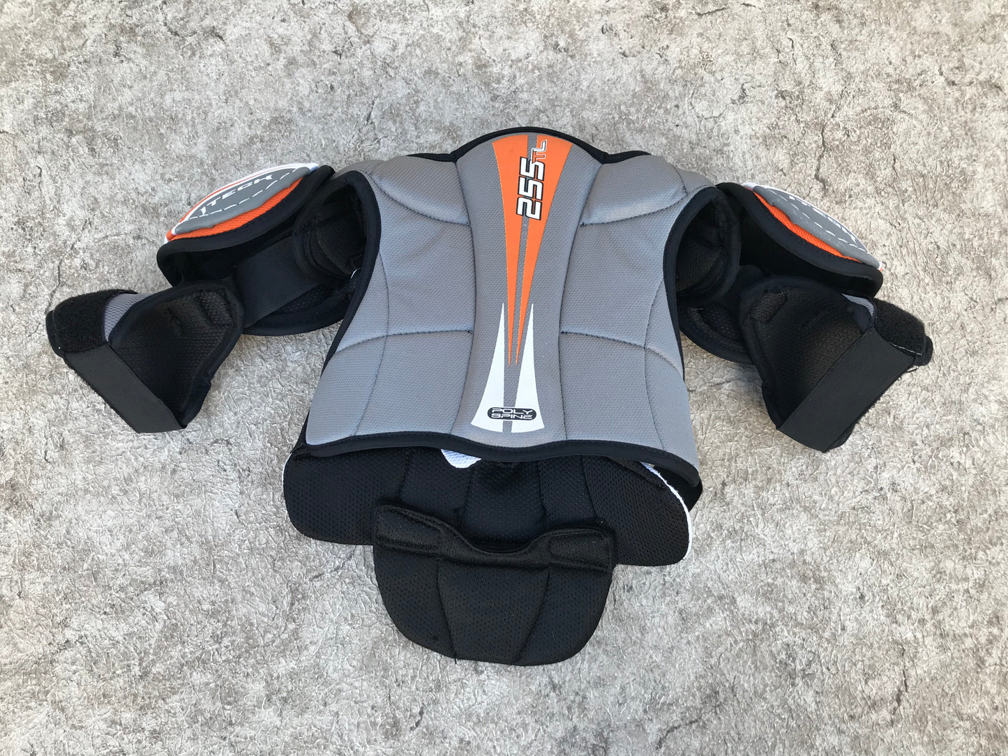 Hockey Shoulder Chest Pad Child Size Youth Small Itech Lil Rookie Grey Black White Excellent MM 8014
