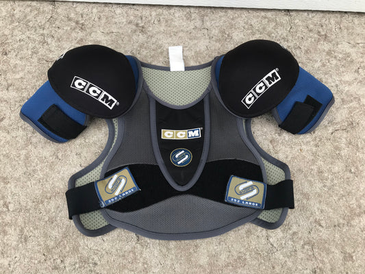 Hockey Shoulder Chest Pad Men's Size Large CCM Supra Black Grey Blue Excellent