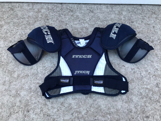 Hockey Shoulder Chest Pad Men's Size Large Itech Blue White Grey Minor Wear