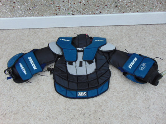 Hockey Goalie Men's Large Itech Shoulder Chest Pad Ice Hockey Blue Grey