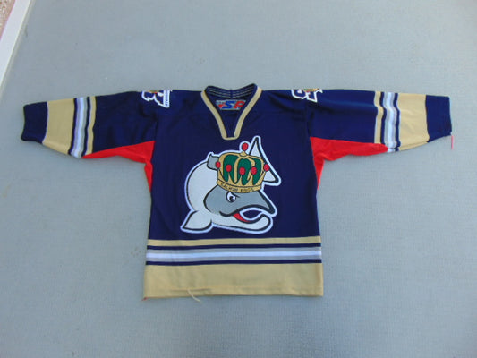 Hockey Jersey Child Size 6-8 Salmon Kings Blue Red Gold