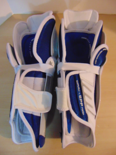 Hockey Shin Pads Child Size 13 inch Bauer Nexus 8000  Calf Wrap As New White Blue Grey