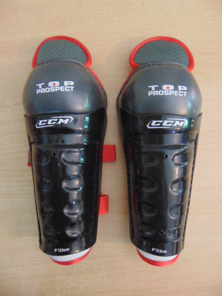 Hockey Shin Pads Child Size 9 inch  CCM Top Prospect Red Grey NEW Demo Model