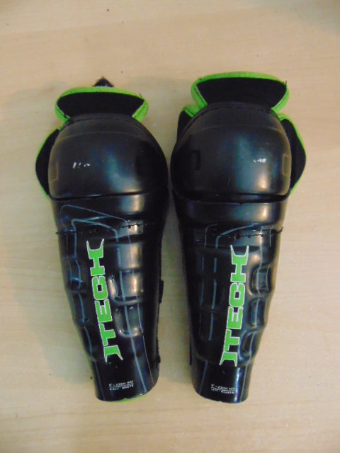 Hockey Shin Pads Child Size 9 inch Itech Black Green