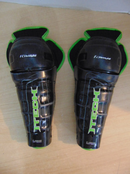 Hockey Shin Pads Child Size 9 inch Itech Black Lime Minor Wear