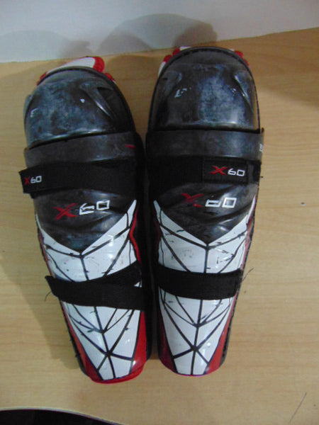 Hockey Shin Pads Child Size 12 inch Bauer X.60 Minor Wear  Black Red