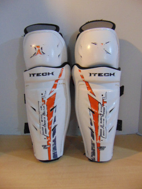 Hockey Shin Pads Men's Size 14 inch Itech White Black  Minor Wear