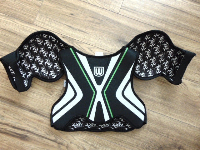 Hockey Shoulder Chest Pad Child Size Y Large Age 5-7 Winnwell Black Green White  New Demo Model