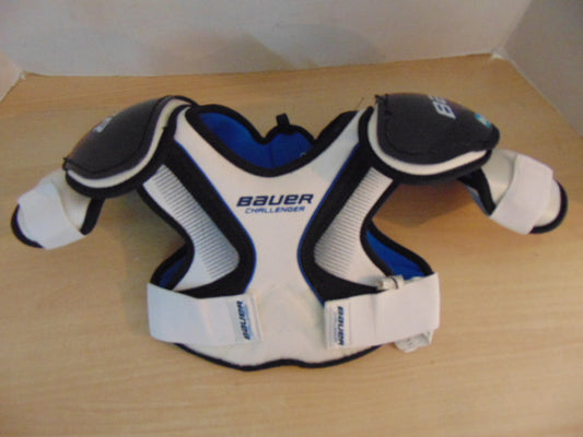 Hockey Shoulder Chest Pad Child Size Y Small Age 3-4 Bauer Challenger Black White Blue New Demo