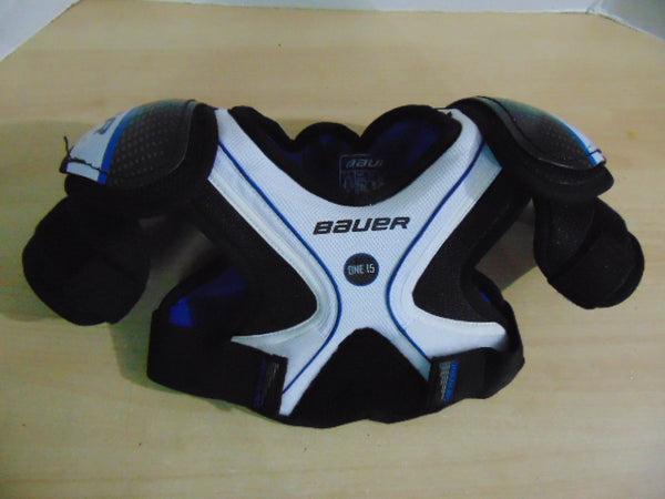 Hockey Shoulder Chest Pad Child Size Y Small Age 3-4 Bauer One 15 Black White Blue