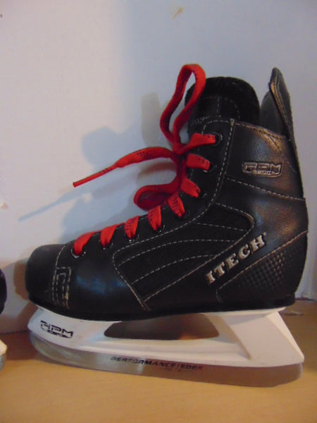 Hockey Skates Child Size 13 Shoe Size Itech Black Red Laces Nice