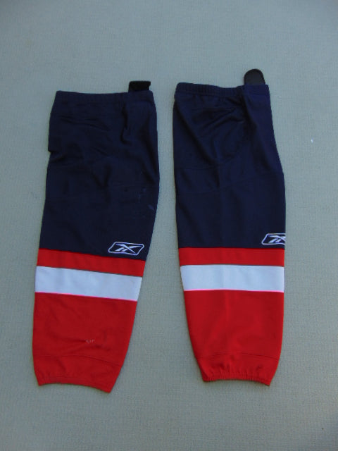 Hockey Socks Child Size 26 inch Reebok Velcro Navy Red White USED Minor Wear