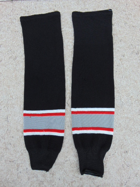 Hockey Socks Men's Size 28 inch Black Red White Minor Wear Hole