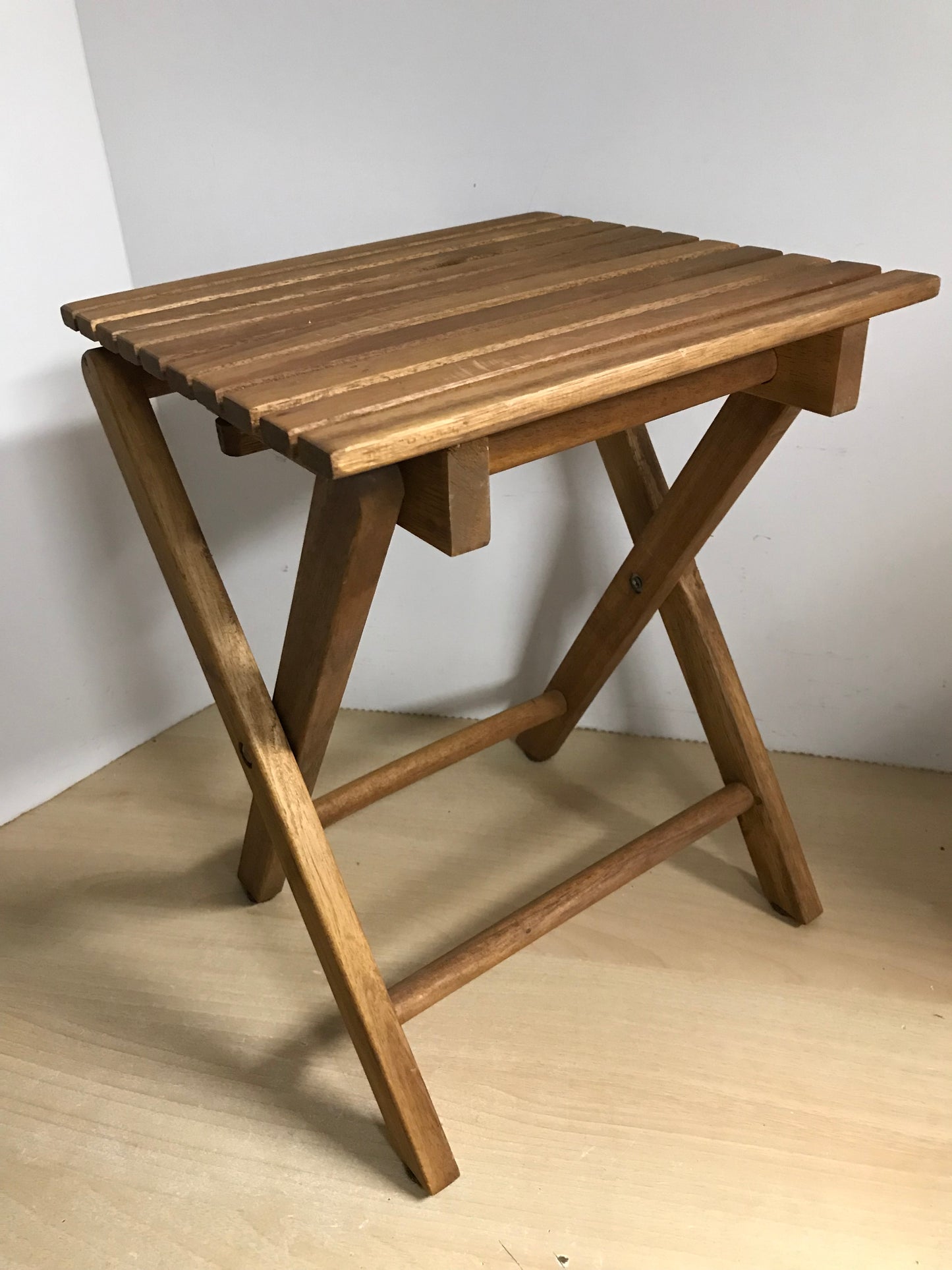 Home and Cottage Folding Wood Stool or Child Seat Solid Wood 12 x 11 x 15 inch