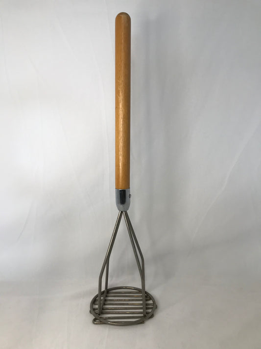Home and Cottage Industrial Size Vintage Large Metal Wood Potato Masher Excellent 19 inch