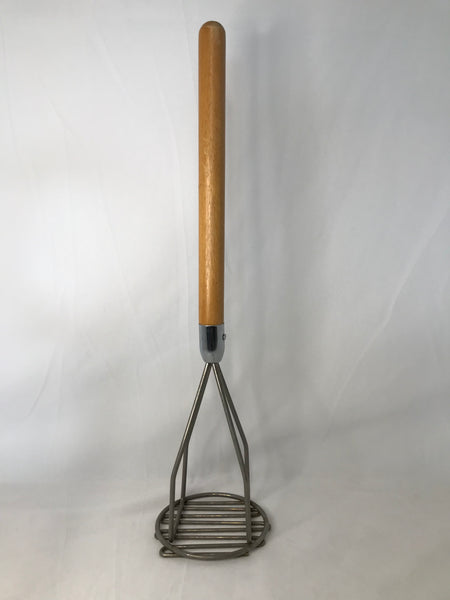 Home and Cottage Industrial Size Vintage Large Metal Wood Potato Masher Excellent 19 inch