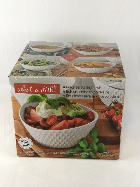 Home and Cottage NEW 4 Pc 40.5 0z What A Dish Large Porcelain Bowls New In Box