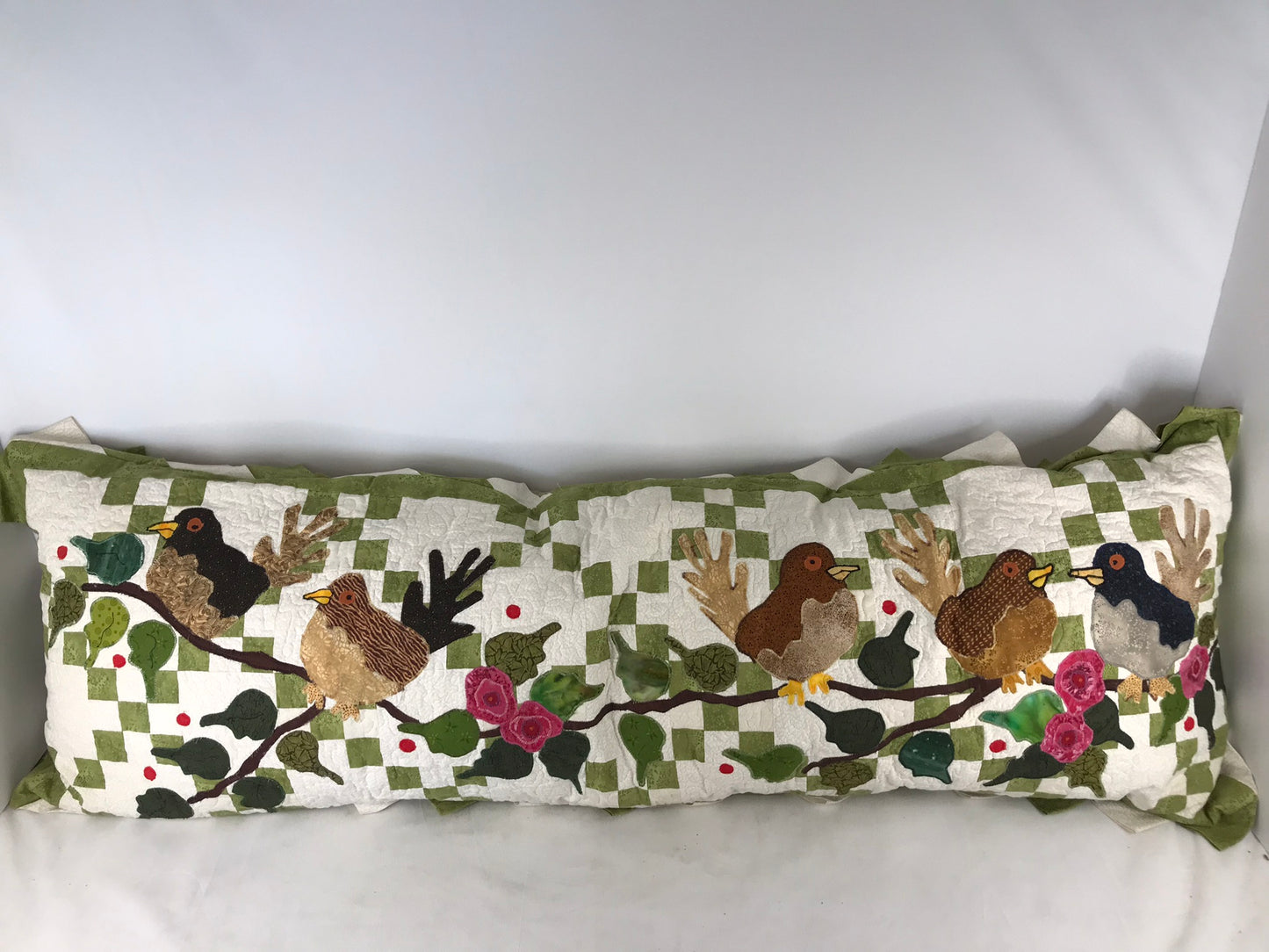Home and Cottage NEW Hand Quilted Large Backyard Birds Theme Cushion 48 x 16 inch Perfect for Sofa or Loveseat