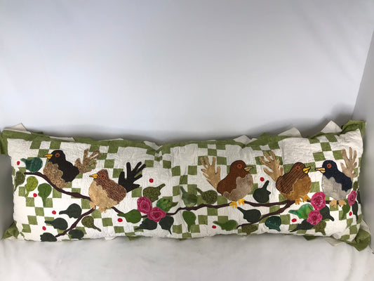 Home and Cottage NEW Hand Quilted Large Backyard Birds Theme Cushion 48 x 16 inch Perfect for Sofa or Loveseat
