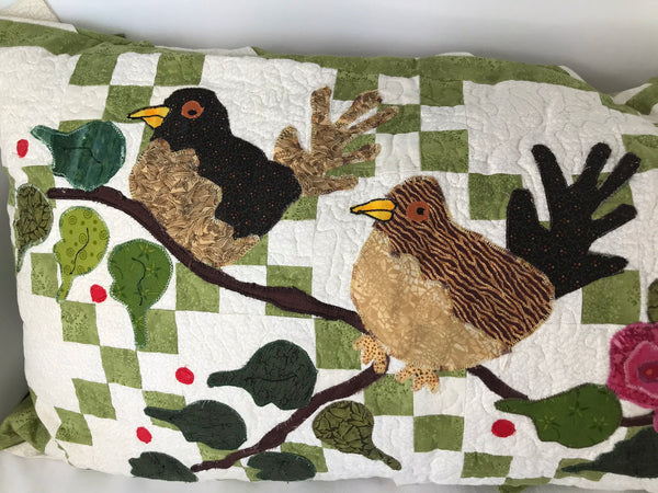 Home and Cottage NEW Hand Quilted Large Backyard Birds Theme Cushion 48 x 16 inch Perfect for Sofa or Loveseat