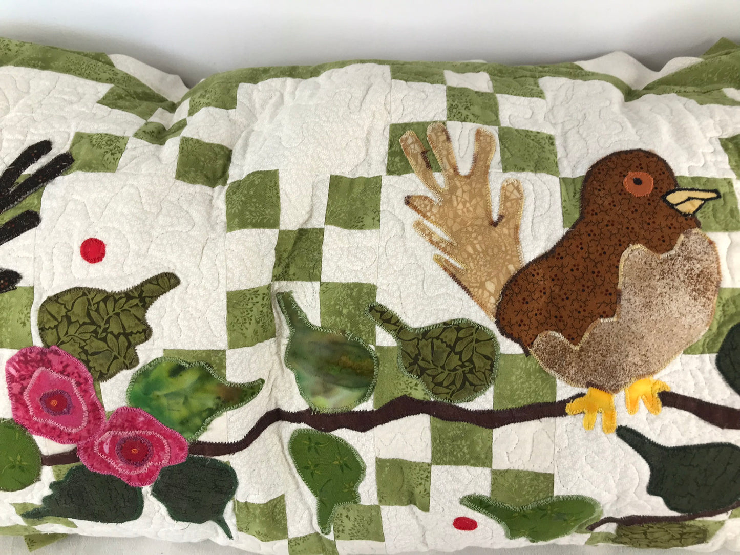 Home and Cottage NEW Hand Quilted Large Backyard Birds Theme Cushion 48 x 16 inch Perfect for Sofa or Loveseat