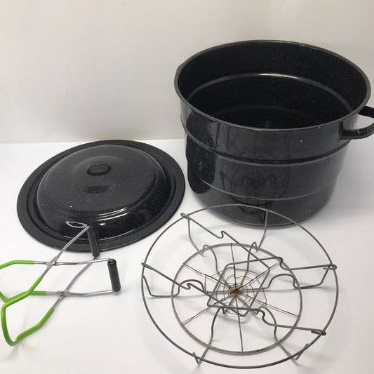 Home and Cottage Vintage 21 quart Enamelware Granite Ware Canning Pot Set Complete Excellent