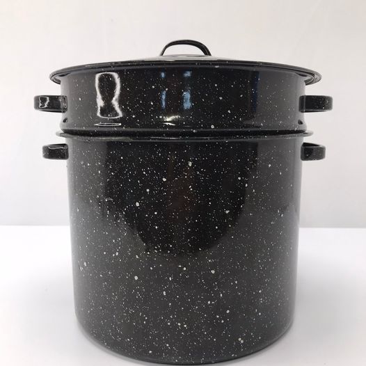 Home and Cottage Vintage Canning Enamelware Granite ware 7.5 Quart RARE Blanching 3 pc Pot set
