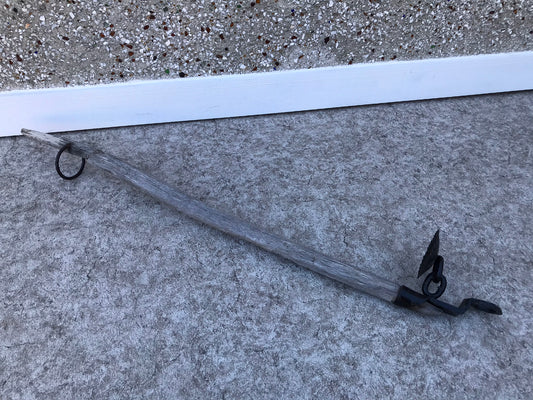 Home and Cottage Vintage Garden Art Old Hang Up Pole With Large Metal Ring and Cast Iron Candle Holder 50 inch