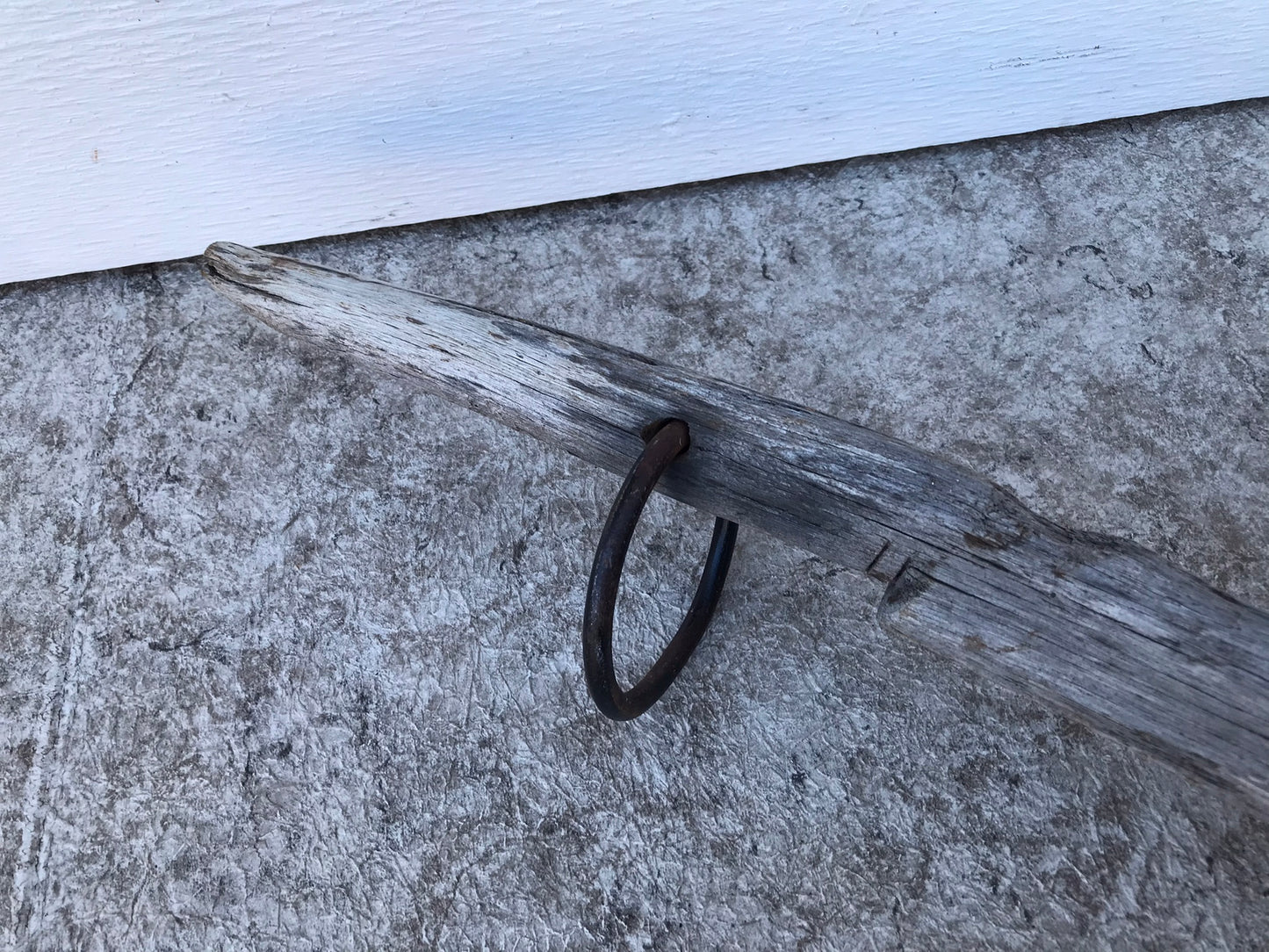 Home and Cottage Vintage Garden Art Old Hang Up Pole With Large Metal Ring and Cast Iron Candle Holder 50 inch
