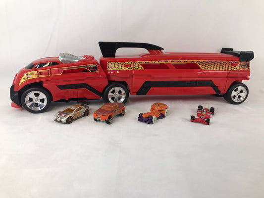 Hot Wheels and Die Cast Cars With Large Car Carrier Truck Red