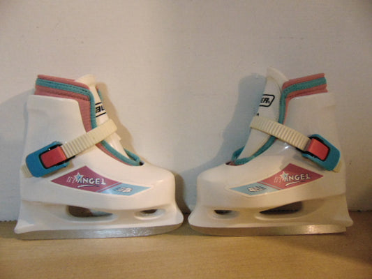 Ice Skates Child Size 8-9 Bauer Lil Angel Adjustable Molded Plastic With Liner White Pink New Demo Model