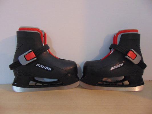 Ice Skates Child Size 8-9 Bauer Adjustable Molded Plastic With Liner Black Red As New