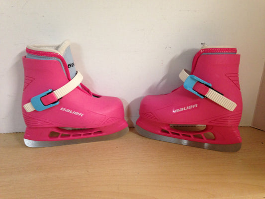 Ice Skate Child Size 8-9 Bauer Toddler Adjustable Pink White Molded Plastic Excellent