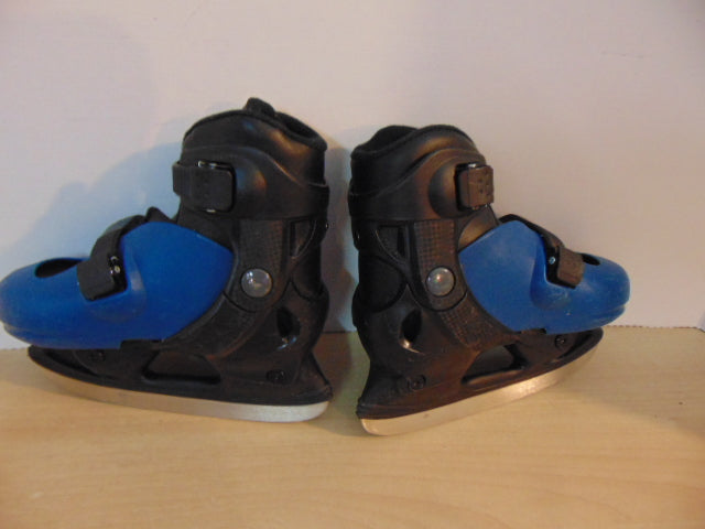Ice Skates Child Size 9-12 Adjustable Monster Denim Blue Black Molded Plastic With Liner