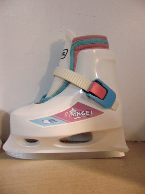 Ice Skates Child Size 8-9 Bauer Lil Angel Adjustable Molded Plastic With Liner White Pink New Demo Model